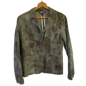 Havana Jacks Cafe Army Camo Floral Blazer Jacket Sz 10